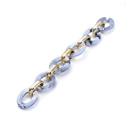 Белый Дым Пластиковые кабельные цепи ccb ручной работы, с акриловыми связующими кольцами, золотые, серый, Ссылки по теме: 24.2x18.2x4 мм и 19x12x4.7 мм, 39.37 дюйм (1 м) / прядь