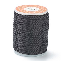 Черный Полиэстер плетеные шнуры, для изготовления ювелирных изделий из бисера, чёрные, 1.5 мм, около 4.37 ярдов (4 м) / рулон