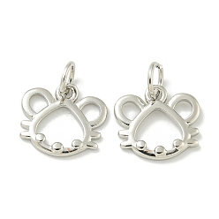 Mouse Стойки обшивки латунные подвески, с прыжковых колец, долговечный, без свинца и без кадмия, зодиакальный шарм, мышь, 11x11.8x1.5 мм, отверстие : 3.5 мм