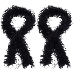 Black Fibre Top for DIY Hand-Decorated Artificial Wool Strip Accessories, Black, 80mm, 4m/set