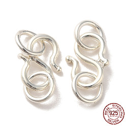 Argent 925 fermoirs en forme de s en argent sterling, avec des anneaux à double saut, argenterie, 16mm