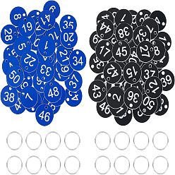 Mixed Color Number Tag Set, with 200Pcs Opaque Acrylic Pendants & Iron Split Key Rings, Mixed Color, 35.5x1.2mm, Hole: 4.5~4.6mm