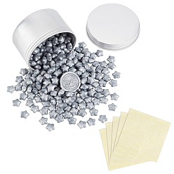 Серебро Наборы для изготовления штампов своими руками, в том числе алюминиевые жестяные банки, Частицы сургучного воска и подарочные этикетки самоклеющиеся подарочные наклейки, серебряные, 8.4x5 см, 1 PC