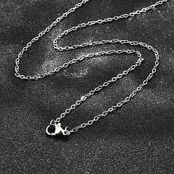 Нержавеющая Сталь Цвет Не тускнеет 304 ожерелья из нержавеющей стали с цепочкой, с 304 нержавеющей стали застежки, цвет нержавеющей стали, 19.7 дюйм (50 см), 1.5 мм