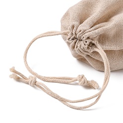 Wheat Cotton Packing Pouches Drawstring Bags, Gift Sachet Bags, Muslin Bag Reusable Tea Bag, Wheat, 14x11cm