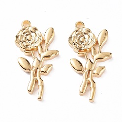 Golden 304 Stainless Steel Pendants, Flower, Golden, 22x11x2mm, Hole: 1.2mm