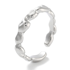 Платина Латунные открытые манжеты для женщин, долговечный, без свинца и без кадмия, самородки, платина, 4.5 мм, регулируемый