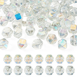 Mixed Color 60Pcs 2 Colors Electroplate Glass Beads, Polygon, Faceted, Half Plated, Mixed Color, 11~12x10.5~11x9mm, Hole: 0.9~1mm, about 30pcs/color