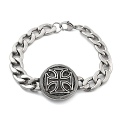 Cross 304 цепи для крепления на панцире из нержавеющей стали, крестик, 8-5/8 дюйм (22 см), Кулон : 30x49.5x7 мм