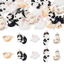 (52) Непрозрачная лаванда 20 кулоны из смолы, подвески в форме кошки, с железными петлями, разноцветные, 18.5~33x13.5~29x6~7 мм, отверстие : 2 мм