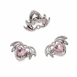 Сердце Стеклянные подвески, со сплавочной фурнитурой, платина, розовые, сердце, 17x23 мм