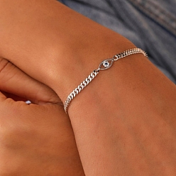 Платина Латунный кубинский браслет-цепочка от сглаза для женщин, платина, 7-7/8 дюйм (20 см)