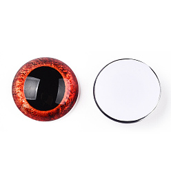 Orange rot Glas cabochons, halbrund mit Auge, orange rot, 20x6.5 mm