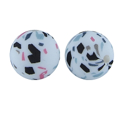 Разноцветный Круглые бусины из пищевого силикона с волнистым узором, красочный, 15 мм