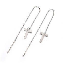 Letter T Tarnish Resistant 304 Stainless Steel Stud Earrings, Hypoallergenic Earrings, Ear Threads, Alphabet, Letter.T, 107~112x1mm, Pin: 15x0.7mm, letter: 11x9x0.5mm