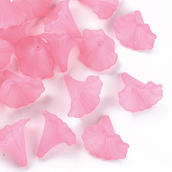 Pearl Pink Transparent Acrylic Beads, Calla Lily, Frosted, Pearl Pink, 40.5x33x35mm, Hole: 1.8mm, about 135pcs/500g