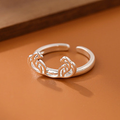 Серебро Латунные манжеты открытые кольца для женщин, олень, серебряные, внутренний диаметр: 15~20 мм