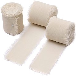 Льняное Полотно 5м полиэфирная шифоновая лента, Лента с необработанными краями для изготовления ювелирных бантов своими руками, Подарочная упаковка, белье, 1-5/8 дюйм (40 мм), около 5.47 ярдов (5 м) / рулон