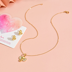 Слон Комплекты из серег-гвоздиков и ожерелий с подвесками из латуни и кубических цирконий для женщин, золотые, слон