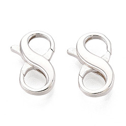 Серебро 925 двойные застежки-карабины из стерлингового серебра, 8 форму, серебряные, 13x8.5x3 мм