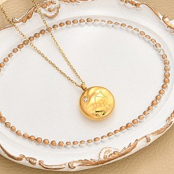 Весы 304 ожерелья с подвесками в виде созвездий из нержавеющей стали с прозрачным кубическим цирконием, золотые, Весы, 15.75 дюйм (40 см)