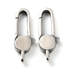 Antique Silver 925 Thailand Sterling Silver Lobster Claw Clasps, Flat Round, Antique Silver, 21x7.5x3.5mm, Hole: 3x1.5mm