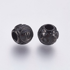 Черный Цвет Металла 316 европейские бусины из хирургической нержавеющей стали, бусины с большим отверстием, рондель, Дева, металлический черный , 10x9 мм, отверстие : 4 мм