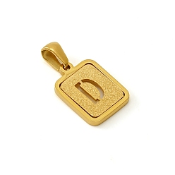 Letter D Шкентели нержавеющей стали, реальный 18 k позолоченный, прямоугольные, Буква D, 15x12 мм