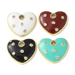 (52) Непрозрачная лаванда Латунные микро проложить кубического циркония подвески, сердце прелести, с эмалью, стойки покрытие, долговечный, реальный 18 k позолоченный, разноцветные, 17.5x20x3 мм, отверстие : 3 мм