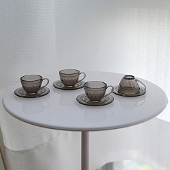 Темно-оливково-зеленый Пластиковая модель чашки и блюдца, аксессуары для кукольного домика с микро-ландшафтом, притворяясь опорными украшениями, темно-оливковый зеленый, 11x20 мм, 4 шт / комплект