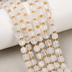 Rainbow Moonstone Бусины из натурального радужного лунного камня, граненые настольные бусины в форме куба, с бисером, 5.5~6x5.5~6x5.5~6 мм, отверстие : 0.7 мм, около 53 шт / нитка, 15.08'' (38.3 см)