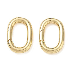 Real 18K Gold Plated Brass Spring Gate Clasps, Oval, Real 18K Gold Plated, 18x15x2.5mm