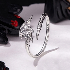 Античное Серебро 925 серебряные манжеты, крыло, античное серебро, внутренний диаметр: 18 мм