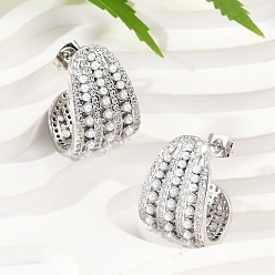 Платина Латунь серьги, с жемчужными бусинами из абс-пластика, без свинца и без кадмия, долговечный, платина, 22.5x15 мм