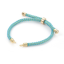 Mixed Color Adjustable Nylon Cord Slider Bracelet Making, with Brass Findings, Long-Lasting Plated, Real 24K Gold Plated, Mixed Color, 8-5/8 inch(22cm), 2~3.5mm, Hole: 1.5mm
