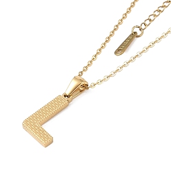 Letter L Ion Plating(IP) Initial Letter 304 Stainless Steel Pendant Necklaces, Real 18K Gold Plated, Letter L, 15.87 inch(40.3cm), Pendant: about 17x10.5mm