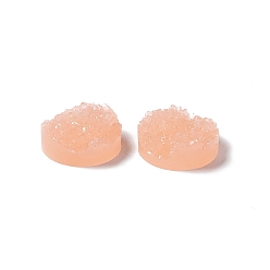 Light Coral Druzy Resin Cabochons, Flat Round, Light Coral, 12x5mm