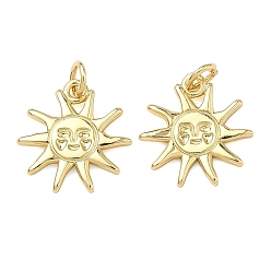 Настоящее золото 18K Латунные подвески, солнечные чары, долговечный, стойки покрытие, без свинца и без кадмия, реальный 18 k позолоченный, 16.5x15.5x1.5 мм, Перейти кольцо: 5x0.8 мм, 3 мм внутренним диаметром
