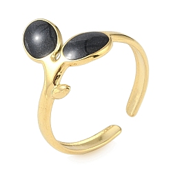 Настоящее золото 18K Ионное покрытие (ip) 304 эмалированные кольца на манжетах из нержавеющей стали, открытые кольца с вишней для женщин, реальный 18 k позолоченный, регулируемый, 13 мм