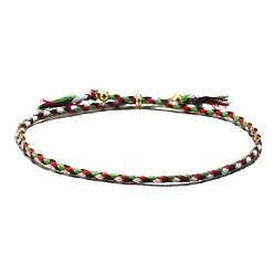 Lime Cotton Cord Braided Adjustable Bracelets, with Brass Bead, for Men and Women, Lime, Inner Diameter: 2-3/8 inch(6cm)