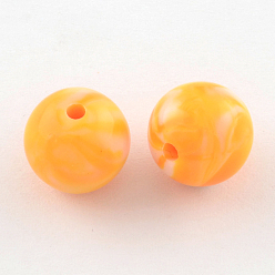 Orange Opaque Acrylic Beads, Round, Orange, 10mm, Hole: 2mm, about 950pcs/500g