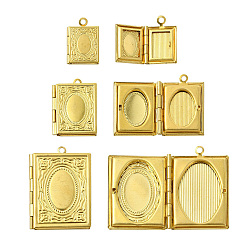 Без Покрытия 15 шт 3 стили латунные подвески-медальоны, книжные прелести, сырой (без покрытия), 17.5~39x11~27.5x3~6 мм, отверстие : 1.7~2.5 мм, 5 шт / стиль