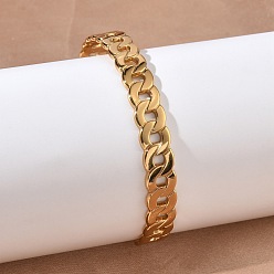 Золотой 304 из нержавеющей стали манжеты браслеты, браслеты-цепочки для женщин, ионное покрытие (ip), долговечный, золотые, внутренний диаметр: 2.38x2.09 дюйм (6.05x5.3 см)