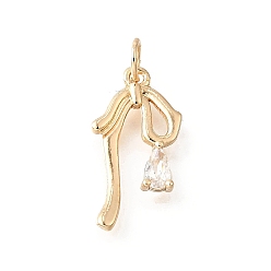 Настоящее золото 14K Латунные микро проложить кубического циркония подвески, бантом, с целью перехода в кольце, долговечный, без кадмия и без свинца, стойки покрытие, реальный 14 k позолоченный, 20x11.5x3 мм