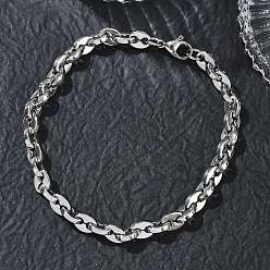 Stainless Steel Color 6MM 304 Stainless Steel Oval Link Chain Bracelets, Tarnish Free, Stainless Steel Color, 8.39 inch(21.3cm)