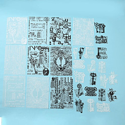 Mixed Color 30Pcs 15 Styles Key Theme Scrapbook Paper Kits, Including Scrapbook Paper and Self-Adhesive Stickers, for DIY Album Scrapbook, Greeting Card, Mixed Color, 4.3~14x2.4~10x0.01cm, 1pc/color, 2 colors/style