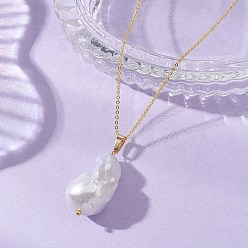 Настоящее золото 18K Ожерелья с подвесками из натурального барочного жемчуга кеши с жемчугом, латунные цепочки роло ожерелья для женщин, самородки, реальный 18 k позолоченный, 17.72 дюйм (45 см)