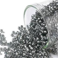(1001) Dark Grey Silver Lined Semi Matte Тохо 11/0 круглые бусины, японский бисер, (1001) темно-серый полуматовый с серебряной подкладкой, 11/0, 2.2 мм, отверстие : 0.8 мм, Около 1110 шт / 10 г