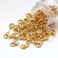 Golden Zinc Alloy Lobster Claw Clasps, Parrot Trigger Clasps, Cadmium Free & Lead Free, Golden, 12x6mm, Hole: 1.2mm