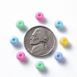 Mixed Color Opaque Acrylic Beads, Round, Mixed Color, 6x5mm, Hole: 1.8mm, about 4400pcs/500g
